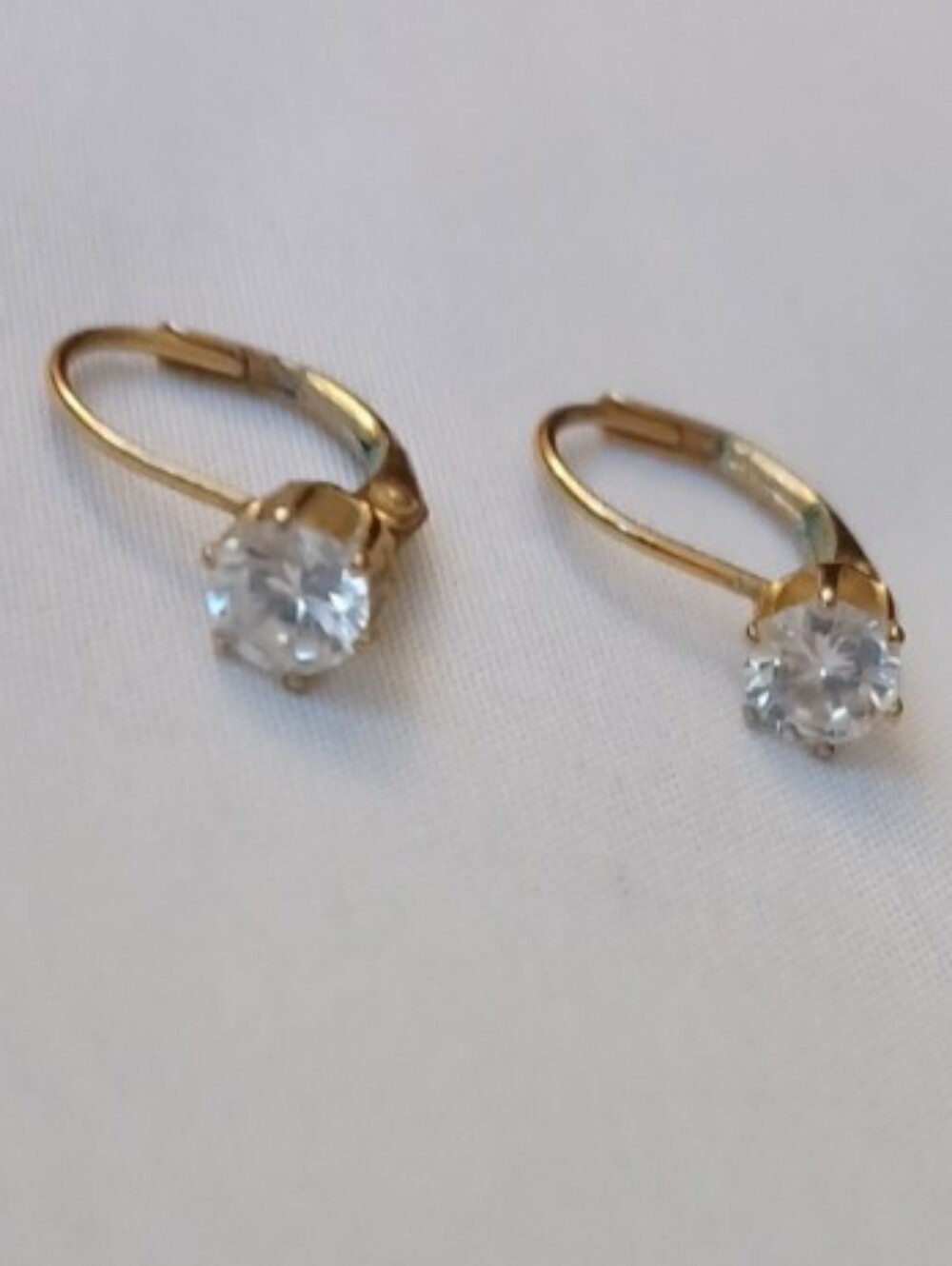 4/$30 Gold Leverback Earrings with Clear Crystal Studs